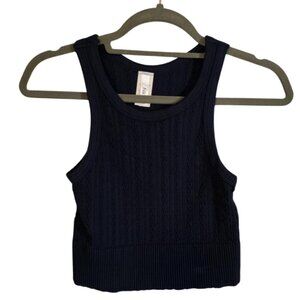 NWOT NikiBiki Super Stretchy Cropped Cable Knit Tank Navy